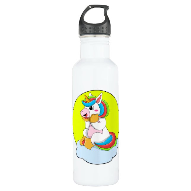 Unicorn with Cloud & Sun Stainless Steel Water Bottle (Front)
