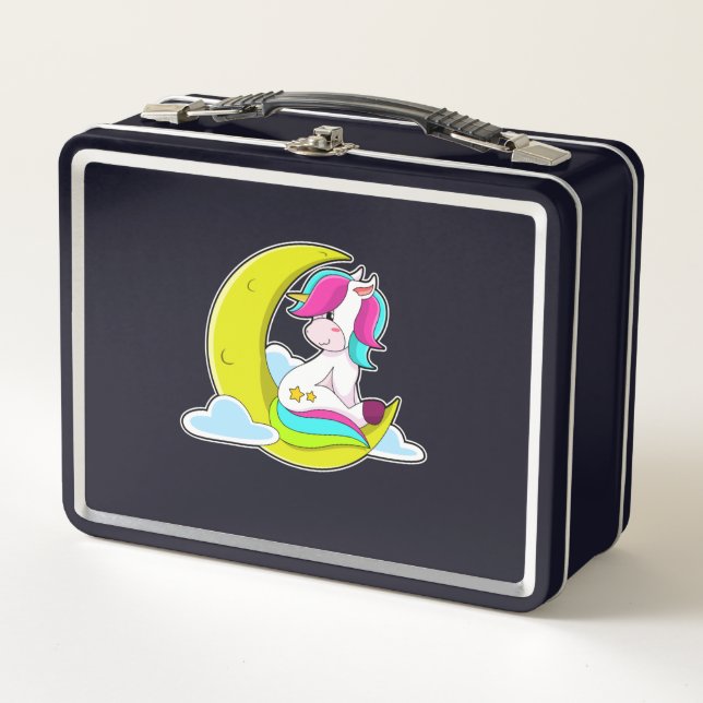 Unicorn with Clouds & Moon Metal Lunch Box (Front)