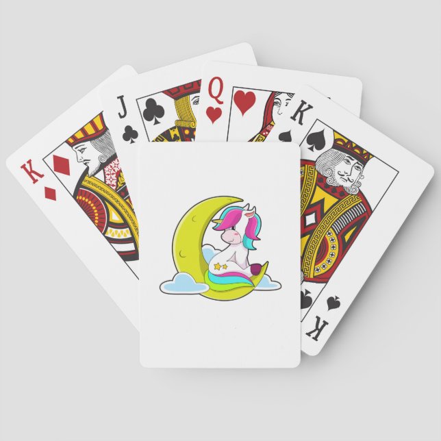 Unicorn with Clouds & Moon Poker Cards (Back)