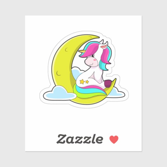 Unicorn with Clouds & Moon Sticker (Sheet)