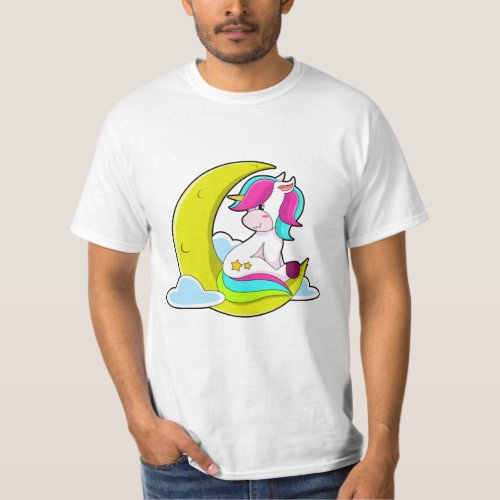Unicorn with Clouds  Moon T_Shirt