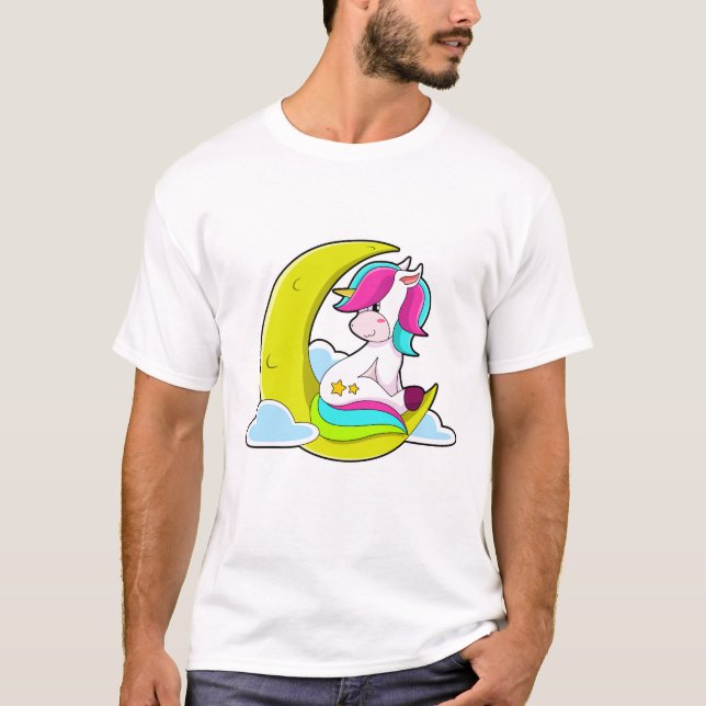 Unicorn with Clouds & Moon T-Shirt (Front)