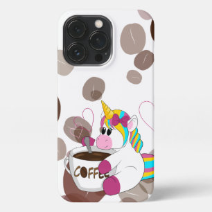 Unicorn with coffee iPhone 13 pro case