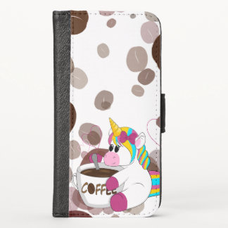 Unicorn with coffee iPhone x wallet case