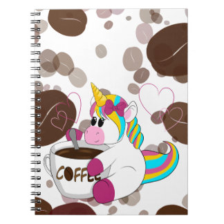 Unicorn with coffee notebook