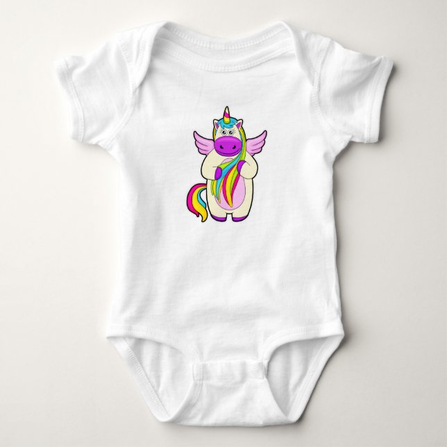 Unicorn with colourful Hairs Baby Bodysuit (Front)