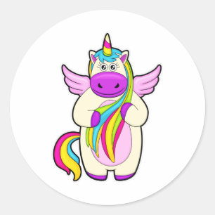 Unicorn with colourful Hairs Classic Round Sticker