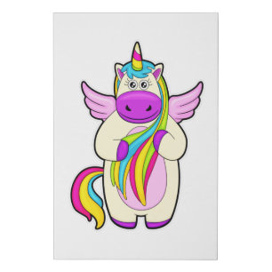 Unicorn with colourful Hairs Faux Canvas Print