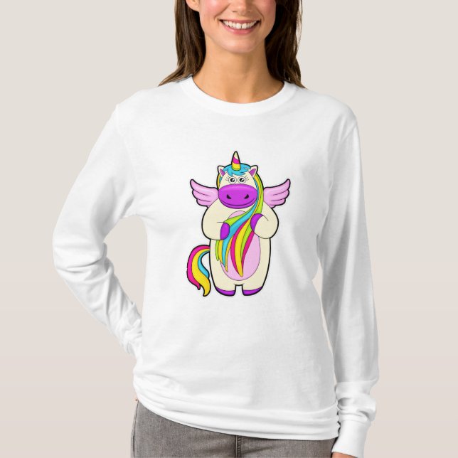 Unicorn with colourful Hairs T-Shirt (Front)