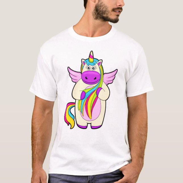Unicorn with colourful Hairs T-Shirt (Front)