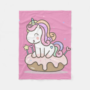 Unicorn with donut fleece blanket