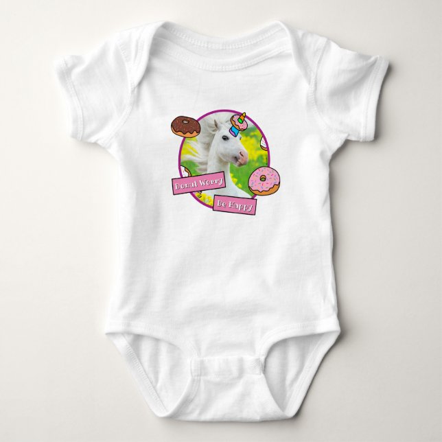Unicorn With Donuts Baby Bodysuit (Front)