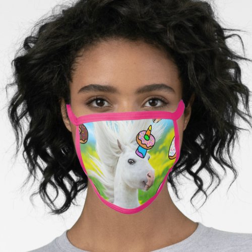 Unicorn With Donuts Face Mask