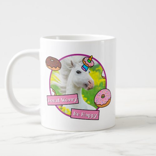 Unicorn With Donuts Giant Coffee Mug