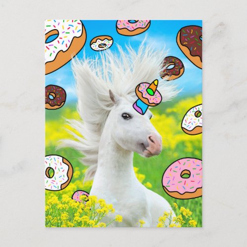 Unicorn With Donuts Invitation Postcard