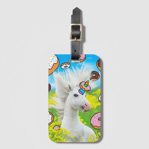 Unicorn With Donuts Luggage Tag