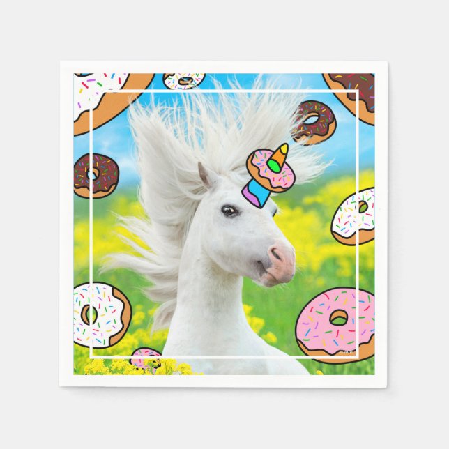 Unicorn With Donuts Napkins (Front)
