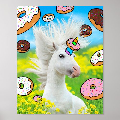 Unicorn With Donuts Poster