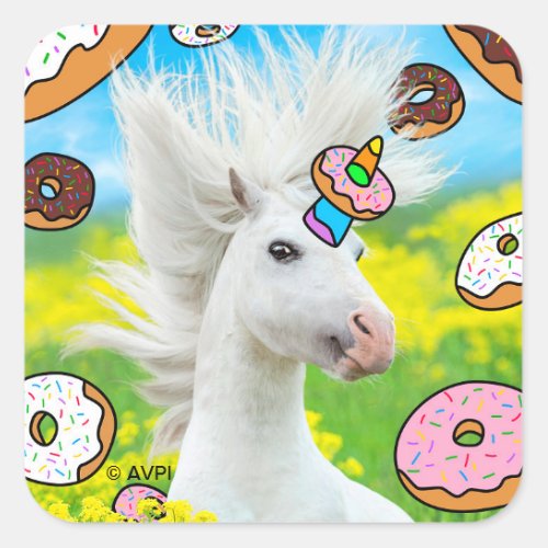 Unicorn With Donuts Square Sticker