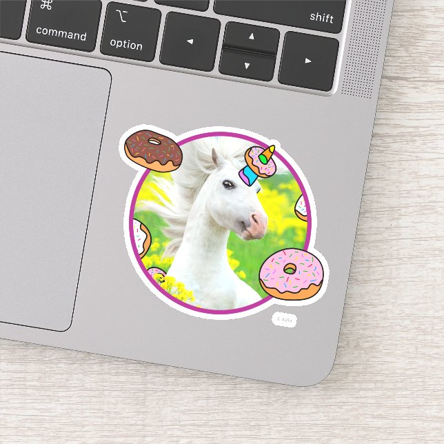 Unicorn With Donuts Sticker (Detail)