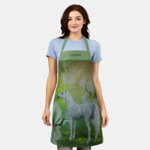 Unicorn With Fantasy Flowers Personalized Apron