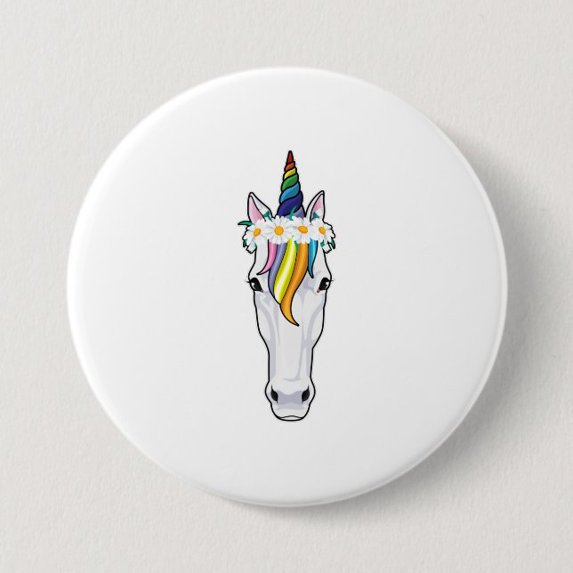Unicorn with Flowers Button (Front)
