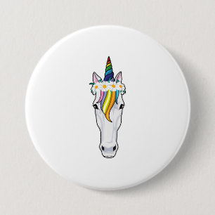 Unicorn with Flowers Button