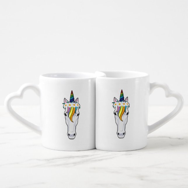 Unicorn with Flowers Coffee Mug Set (Front Nesting)