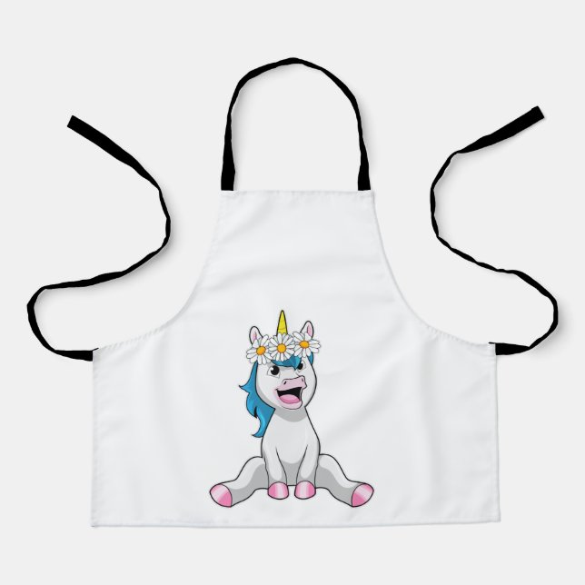 Unicorn with Flowers Daisy Apron (Front)