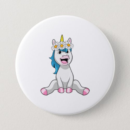 Unicorn with Flowers Daisy Button