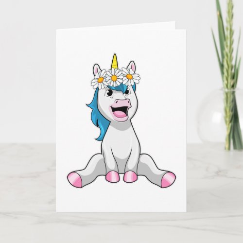 Unicorn with Flowers Daisy Card