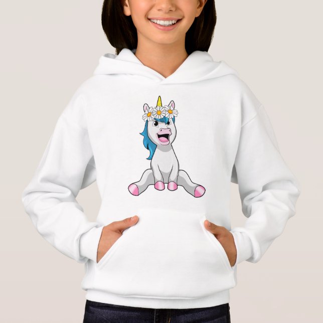 Unicorn with Flowers Daisy Hoodie (Front)