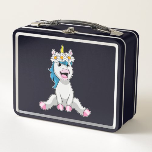 Unicorn with Flowers Daisy Metal Lunch Box