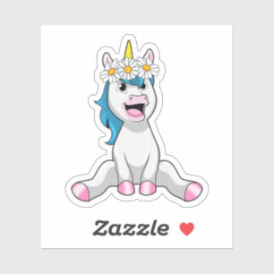 Unicorn with Flowers Daisy Sticker