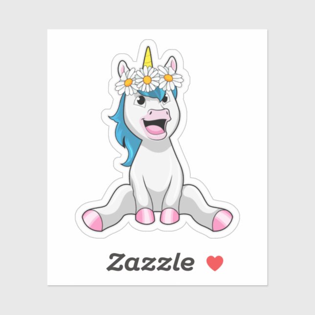 Unicorn with Flowers Daisy Sticker (Sheet)