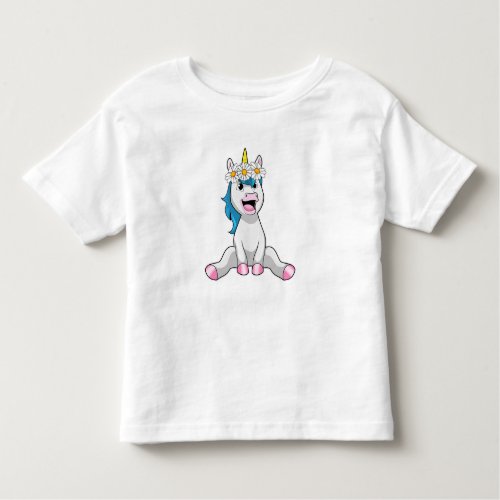 Unicorn with Flowers Daisy Toddler T_shirt
