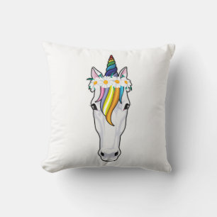Unicorn with Flowers Throw Pillow