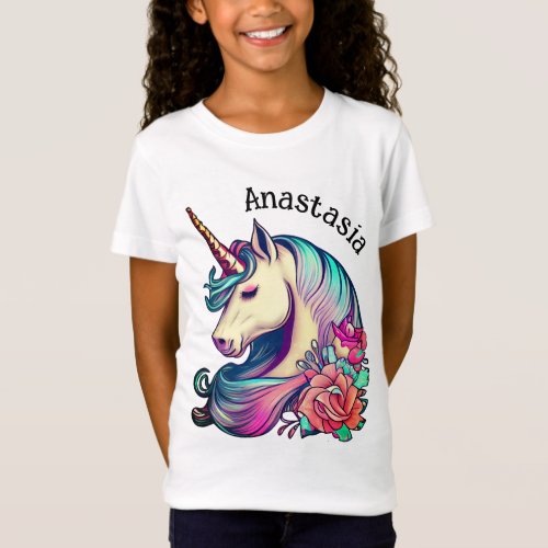 Unicorn with Flowers Vector Art T_Shirt
