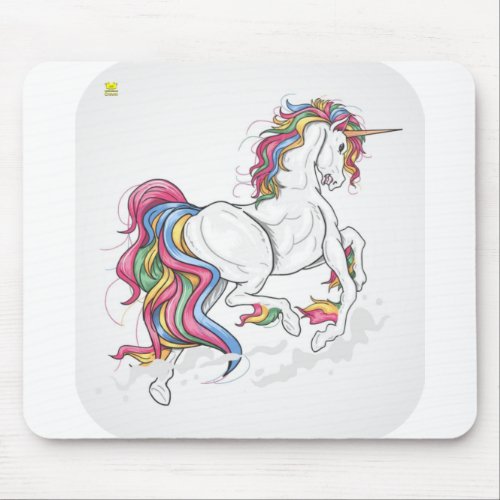 UNICORN WITH FULL RAINBOW TAIL AND MANE MOUSE PAD