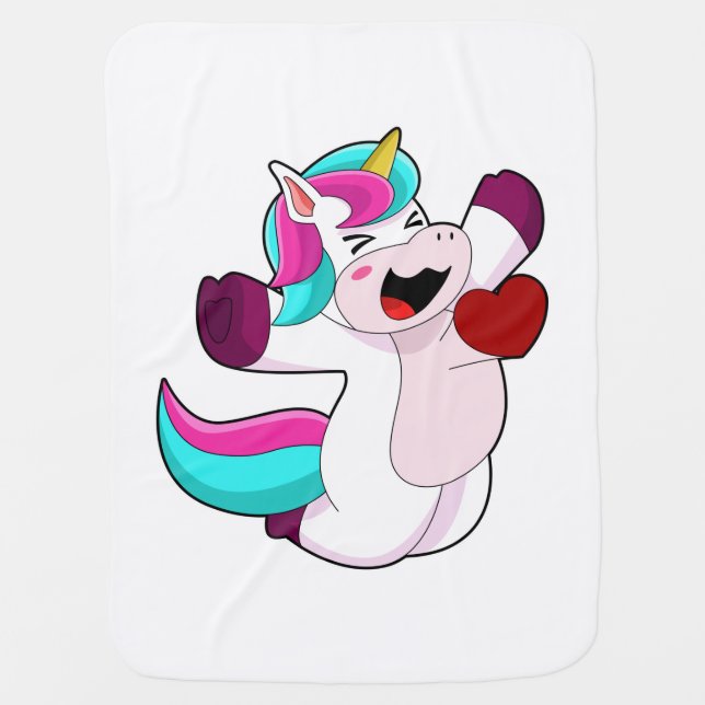 Unicorn with Heart Baby Blanket (Front)