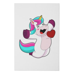 Unicorn with Heart Faux Canvas Print