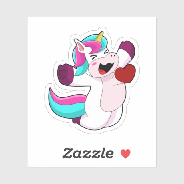 Unicorn with Heart Sticker (Sheet)