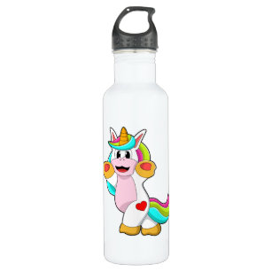 Unicorn with Heart Tattoo Stainless Steel Water Bottle