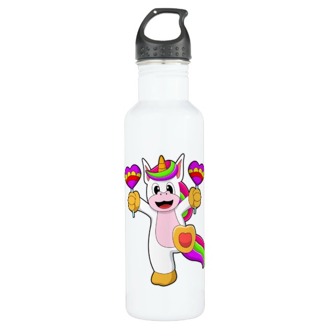 Unicorn with Hearts Stainless Steel Water Bottle (Front)