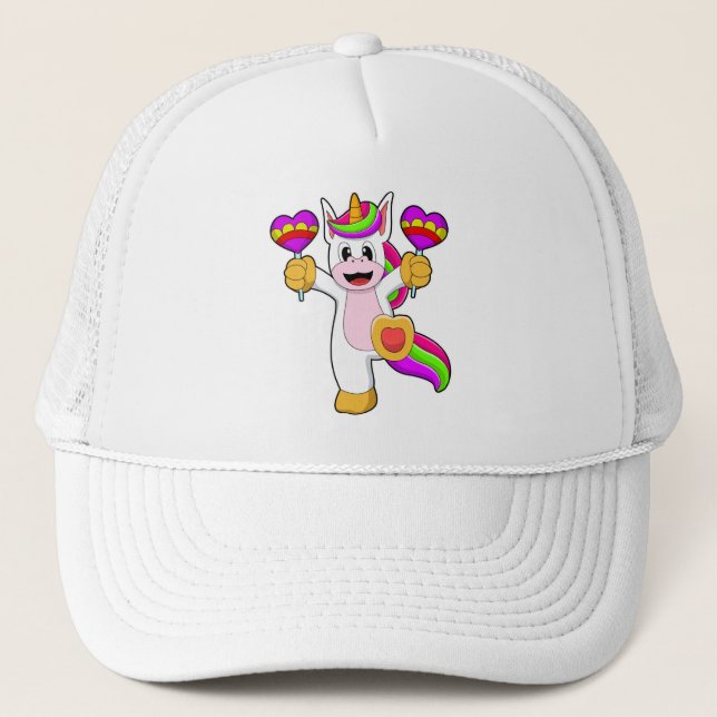 Unicorn with Hearts Trucker Hat (Front)