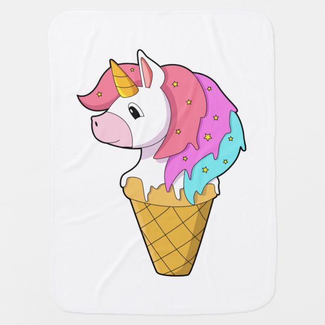 Unicorn with Ice cream Baby Blanket (Front)