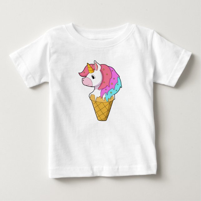 Unicorn with Ice cream Baby T-Shirt (Front)