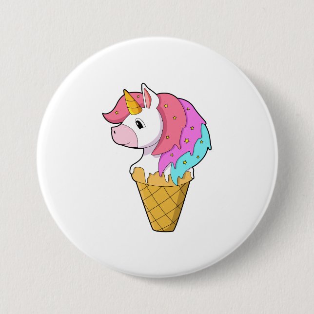 Unicorn with Ice cream Button (Front)
