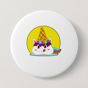 Unicorn with Ice cream cone Button