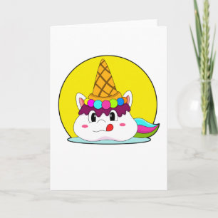 Unicorn with Ice cream cone Card
